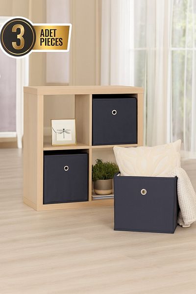 Hesaplı Kasa Shelf Organizer Set of 3, Organizer Organizer Box, Anthracite