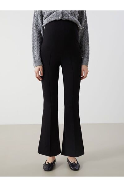 LC Waikiki Black Tummy Panel Wide Leg Maternity Pants