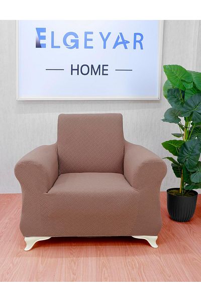 elgeyar Jacquard Single Sofa Cover Basket Pattern - Light Brown
