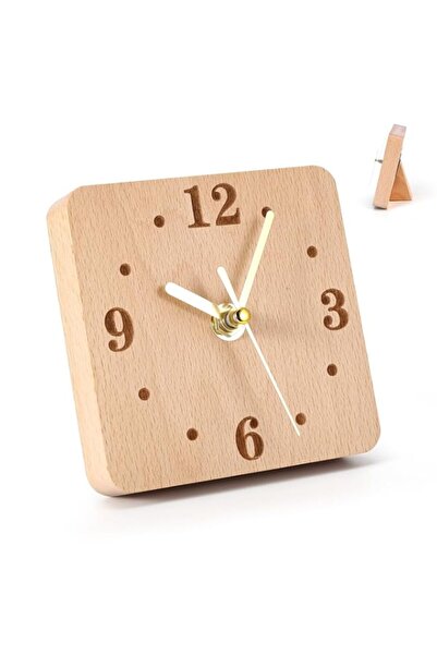 Generic ساعة طاولة خشبية صامتة من BIGTHREE، ساعة مكتب خشبية تناظرية، ساعة مكت...