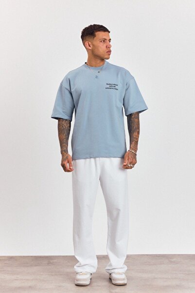 İLKCET MODA Μπλουζάκι Unisex Oversize με μοτίβο κεντήματος πλάτης