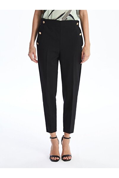 LC Waikiki Pantaloni negri pentru femei cu talie elastică