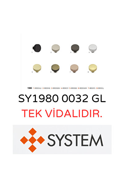System SY1980 0032 GL ALTIN SARI Renkli Modern Tekli Kulp