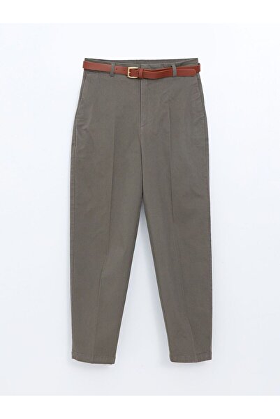 LC Waikiki Haki Beli Kemerli Loose Fit Kadın Pantolon