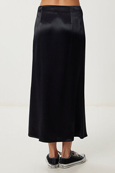 Lovelyİstanbul Midi Satin Skirt Lfg0034 Black
