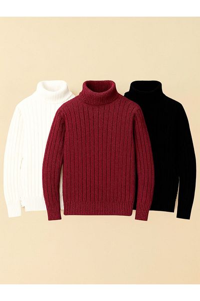 Gameyal 3 Pieces Lycra Unisex High Neck Turtleneck Sweater