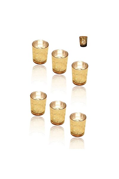 Generic Brand Gold Glass Candle Holders Set of 6 pcs, Speckled Mercury Tea Li...