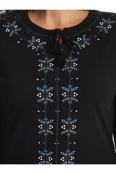 LC Waikiki Bağlamalı Yaka Desenli Kadın Bluz