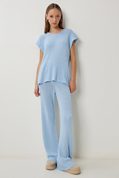 Lovelyİstanbul Μπλούζα Παντελόνι Πλεκτό Σετ LYY0093 SKY BLUE