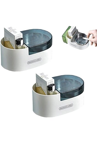 Generic منفضة سجائر مثبتة على الحائط مع غطاء، 14 سم × 9 سم، مجموعة من قطعتين ...