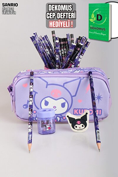 kuromi "حقيبة أقلام مجموعة ""MAGICAL BUDDY"" مرخصة ""دفتر جيب DEKOMUS مع هدية""، قطعتان من الخط