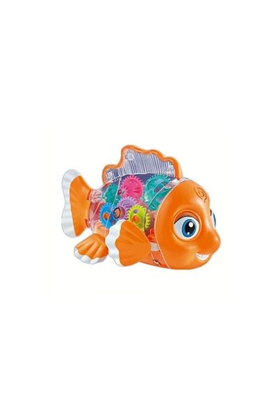 OEM Interactive Musical Transparent Fish Toy with Multicolor Interior, 20 cm