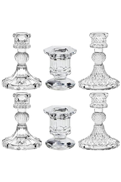 Generic حامل شموع زجاجي مخروطي، حامل شموع، شمعدان شفاف كريستالي، حامل شموع عي...