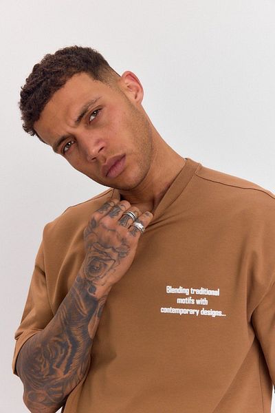 İLKCET MODA Back Embroidery Patterned Unisex Oversize Tshirt