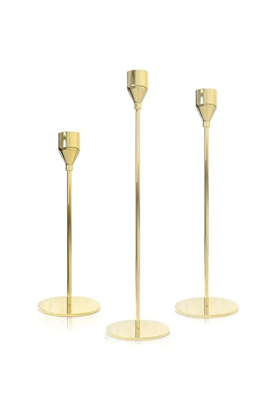 Generic Brand SYOSI Elegant Gold Taper Candle Holders Set - Ideal for Home Dé...