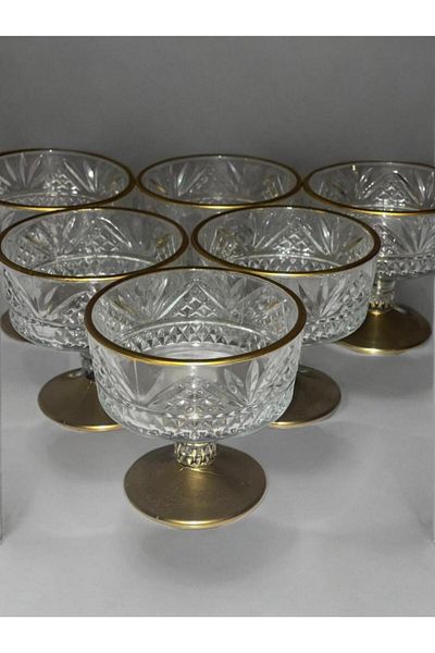 Zeryas Home 6 Pieces Ice Cream Cookie Sweet Bowl Gold