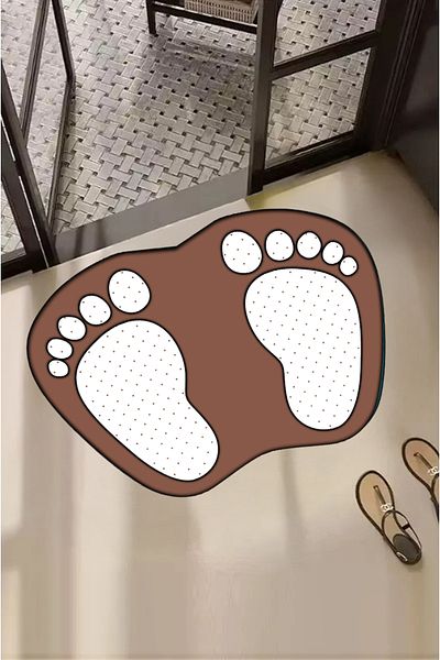 Carmine Carpet Decorative Digital Printed Footprint Patterned Door Mat