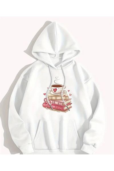 herkesemoda Printed Fleece Hooded Sweatshirt
