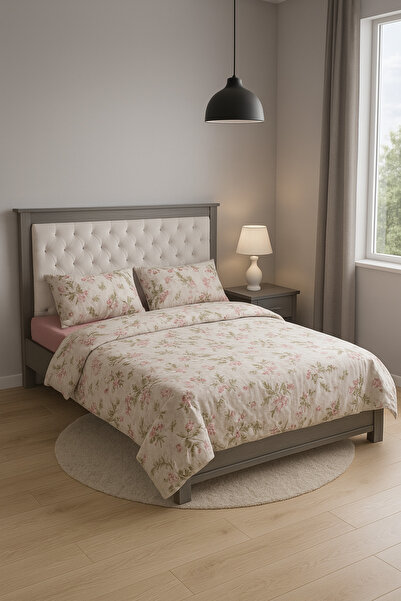 HARMONİ Pembe Çiçekli Çift Kişilik Nevresim Takımı