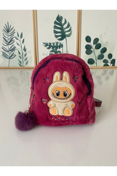 Petek Collection Labubu Plush Backpack, School Creest Bag