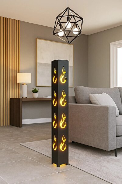 ARTILED Amber Led Alev Desenli Dekoratif Lambader