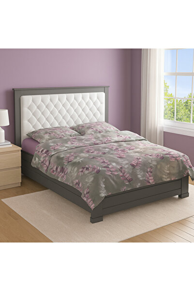 HARMONİ Lila Yaprak Desenli Çift Kişilik Nevresim Takımı