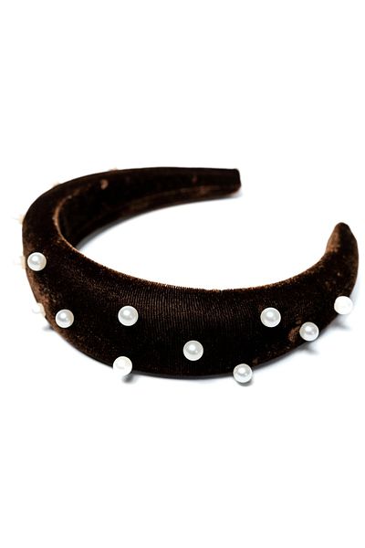 OEM Dark Brown Headband with Pearls