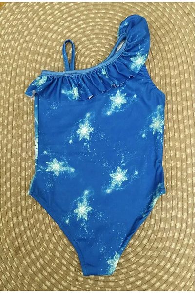 gnygiyim Girl (2-8 years old) Elsa Printed Frilled One Arm Strap Swimsuit