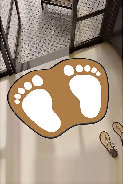 Carmine Carpet Decorative Digital Printed Footprint Patterned Bath Mat