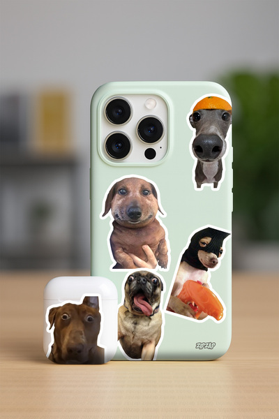 ZipZap Funny Dog Themed Phone Laptop Bullet Journal Adhesive Foil Sticker Pack (25 Pcs)