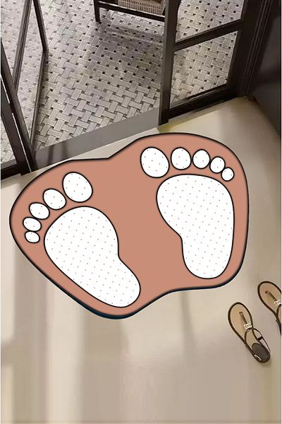 Carmine Carpet Decorative Digital Printed Footprint Patterned Door Mat