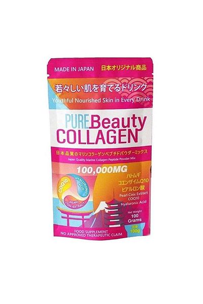 PURE BEAUTY مزيج مسحوق الكولاجين بتركيز 100,000 ملغ (كمية تكفي لمدة 30 يومًا)
