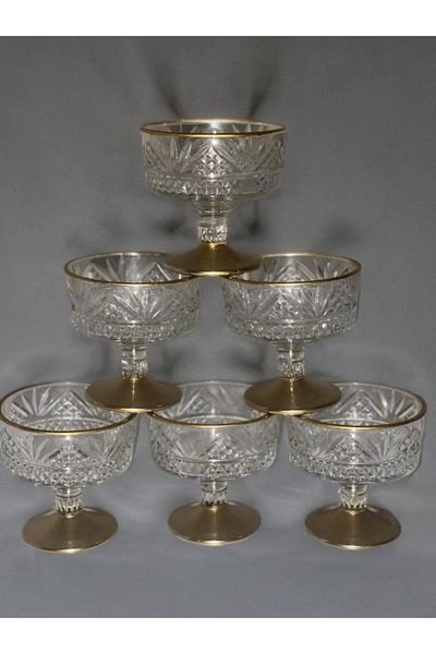 Zeryas Home 6 Pieces Ice Cream Cookie Sweet Bowl Gold