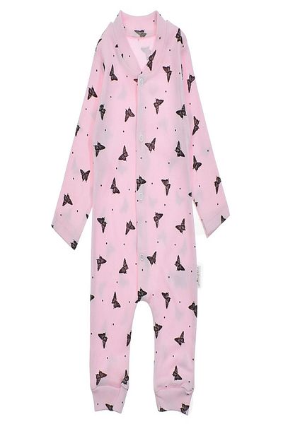 dinamik çocuk Baby Girl Butterfly Printed Snap Fastener Newborn Baby Romper 100% Cotton Flexible 1-3-6 Months