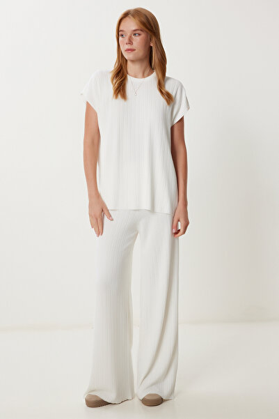 Lovelyİstanbul Bluz Pantolon Triko Takım LYY0098 EKRU