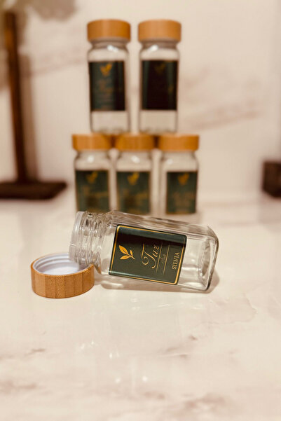 silvia home decor Bambu Kapaklı 6'lı Cam Baharatlık Takımı Köşeli - 24 Adet F...