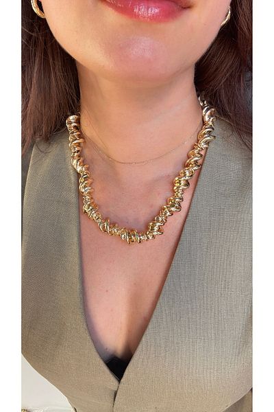 Lune Dor Accessories Brand Model Steel Auger Gold Necklace