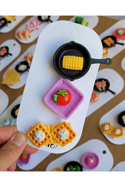 LO ADORO 3 Pieces Gastronomy Masterchef Buckle Chips Buckle Pan Basket Fun Buckles