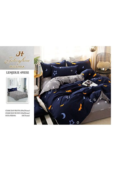 FIONNA.RO Superior Satin Cotton Bed Linen - Navy Blue With Batman