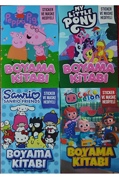 ada çanta kırtasiye 4 adet stickerli boyama kitabı (peppapig/my little pony/s...