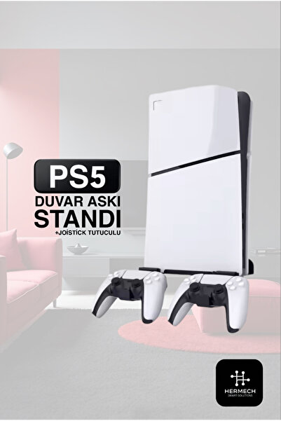 HALL BREATHE Siyah PS5 Joystick Tutuculu Duvar Askı Aparatı, şık ve kullanışl...