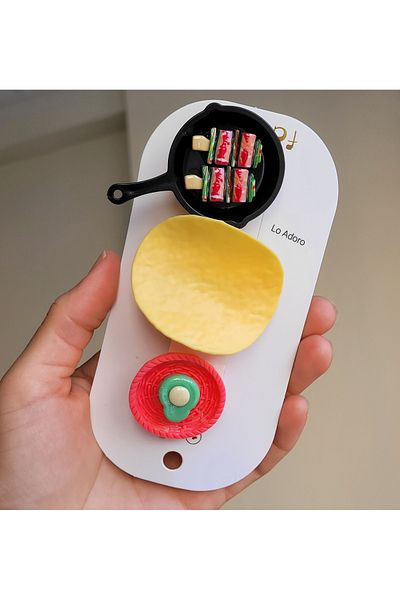 LO ADORO 3 Pieces Gastronomy Masterchef Buckle Chips Buckle Pan Basket Fun Buckles