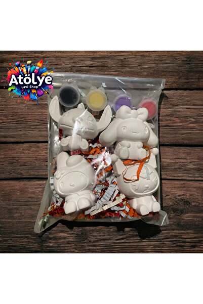 Atölye Lavi Shop ATÖLYE LAVİ SHOP 4'LÜ OBJE TAŞ BOYAMA SETİ(KRM)