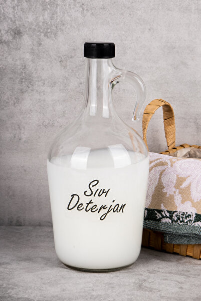 DNS HOME Glass Detergent Jar Liquid Detergent Storage Container Glass Storage Jar with Label Detergent Dispenser 1500 ml