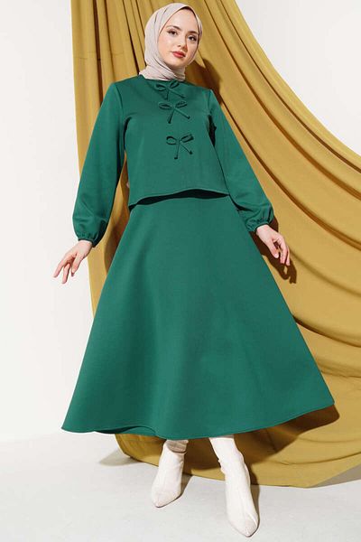 Zübeyde Sayın Bow Blouse Skirt Hijab Two-Piece Suit