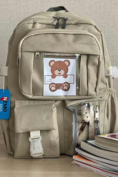 NEMO BAGS Beige Unisex Korean Style School Bag, Kawaii Primary School Backpack, 15 Lt, 40X30X15Cm