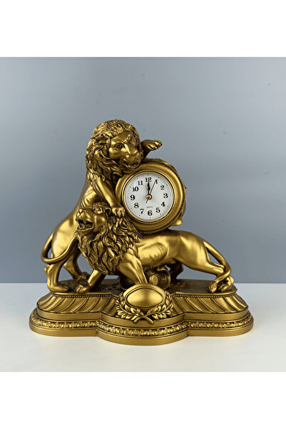 LivadoHome Aslan Figürlü Dekoratif Saat 26 x 28 cm