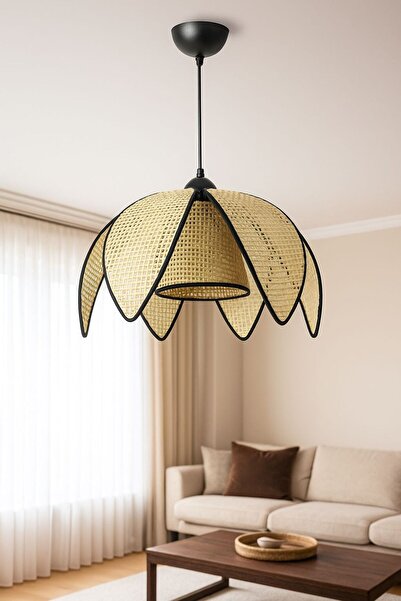 Store Rattan Pervane Model Sarkıt Hasır Avize Oturma Odası Hol Antre Mutfak