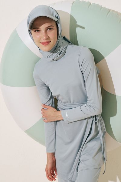 Manuka Envelope Skirted Swimsuit Dress Blue