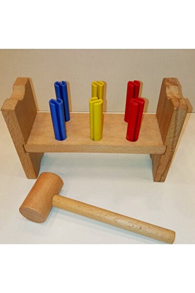 Genel Markalar Ahşap eğitici çekiçli çak çak oyuncağı, çocuklar için renkli v...